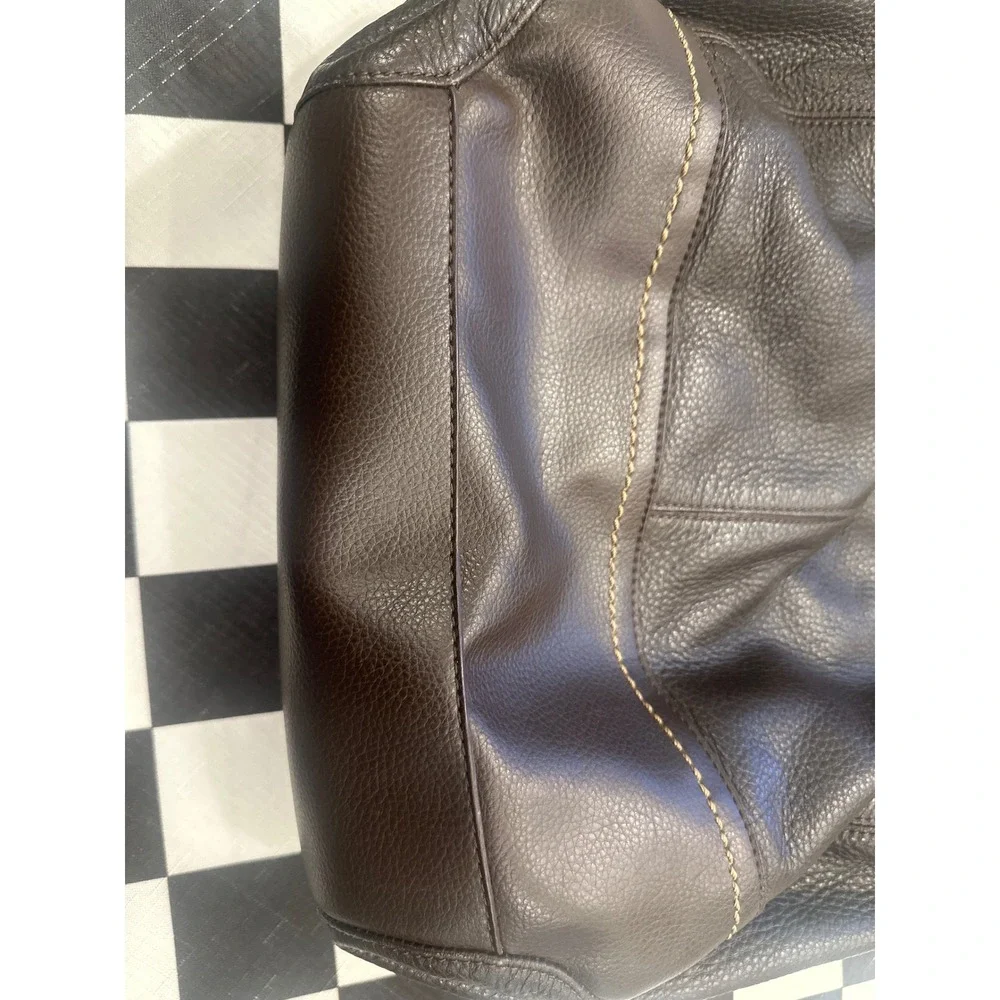 The Sak Dark Brown Pebbled Leather Hobo Shoulder Bag Contrast Stitching Casual
